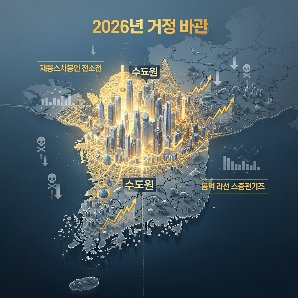 Illustration of 2026년 부의 지도: 충격적인 수도권 집중과 최악의 지방 소멸 위기