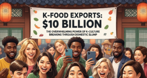 K-푸드 수출 100억 달러, 내수 부진을 뚫는 압도적이고 완벽한 K-컬처의 힘 Illustration of K-푸드 수출 100억 달러, 내수 부진을 뚫는 압도적이고 완벽한 K-컬처의 힘